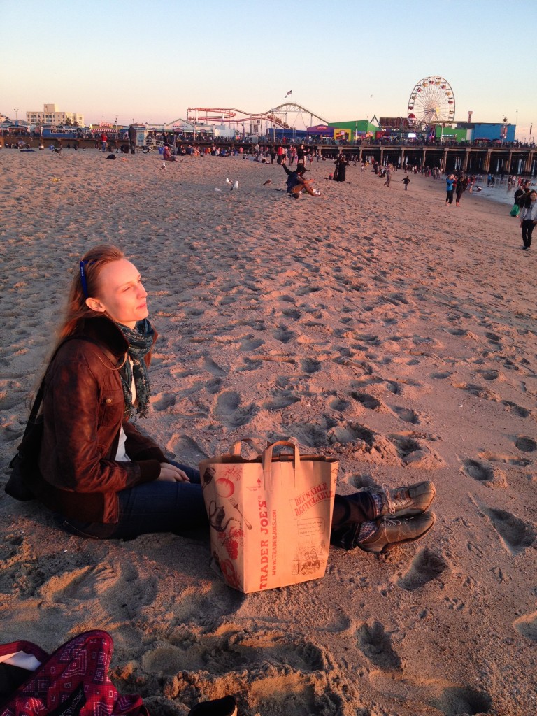 Santa Monica Beach and pier, sunset